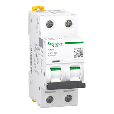 [A9F79225] INTERRUPTOR MAGNETOTÉRMICO ACTI9 iC60N 2P 25 A CURVA C 6 kA/10 kA – SCHNEIDER ELECTRIC