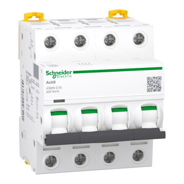 INTERRUPTOR MAGNETOTÉRMICO ACTI9 iC60N 4P 10 A CURVA C 6000 A / 10 kA – SCHNEIDER ELECTRIC